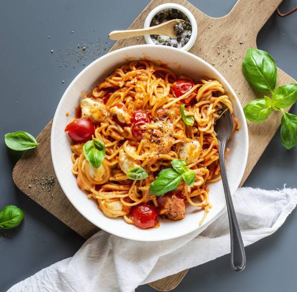 One-Pot-Spaghetti Tomate-Mozzarella