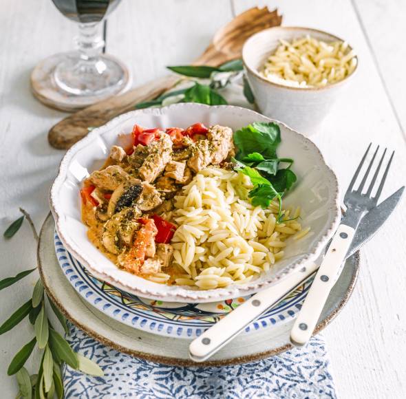 Gyros in Metaxasoße und Kritharaki