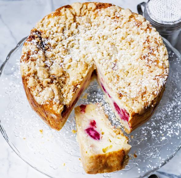 Himbeer-Käsekuchen mit Vanillestreuseln