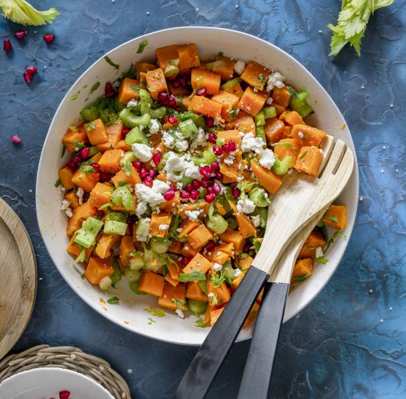 Lauwarmer Süßkartoffelsalat