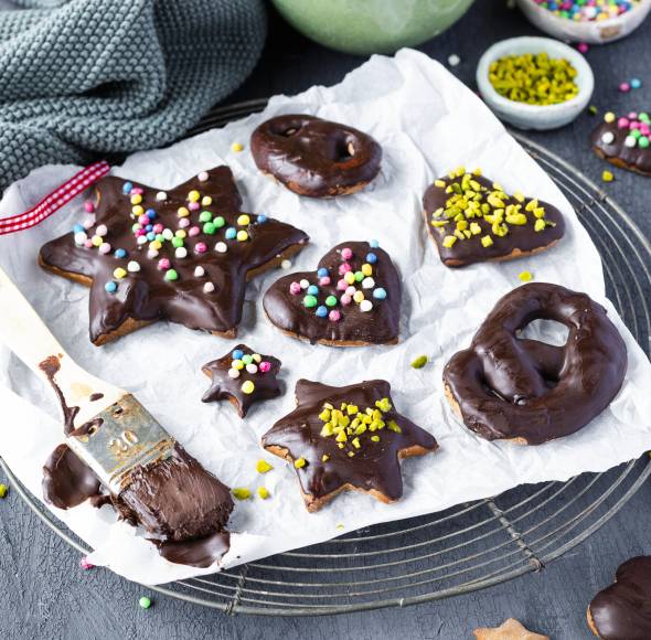 Lebkuchenherzen, -sterne, -brezeln