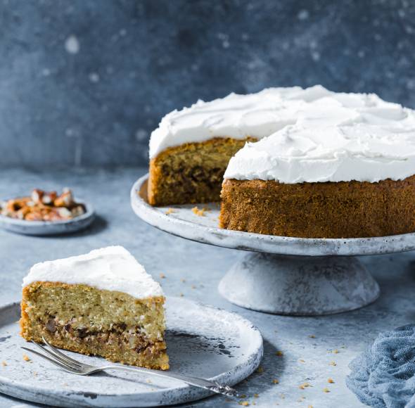 Pekanusskuchen mit White-Chocolate-Frosting