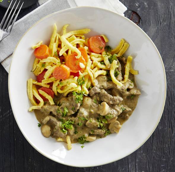 Rindergeschnetzeltes „Stroganoff“