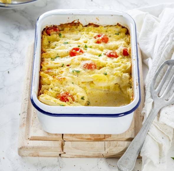 Spargelauflauf mit Kartoffeln