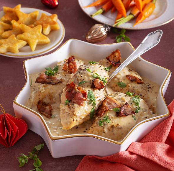 Honig-Senf-Hähnchen mit Kartoffelplätzchen