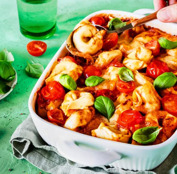 Ofen-Tortellini Tomate-Mozzarella