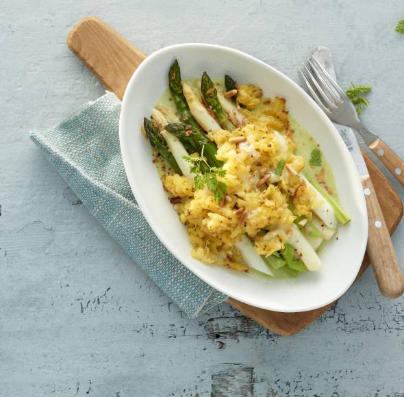 Spargel mit Kartoffelkruste