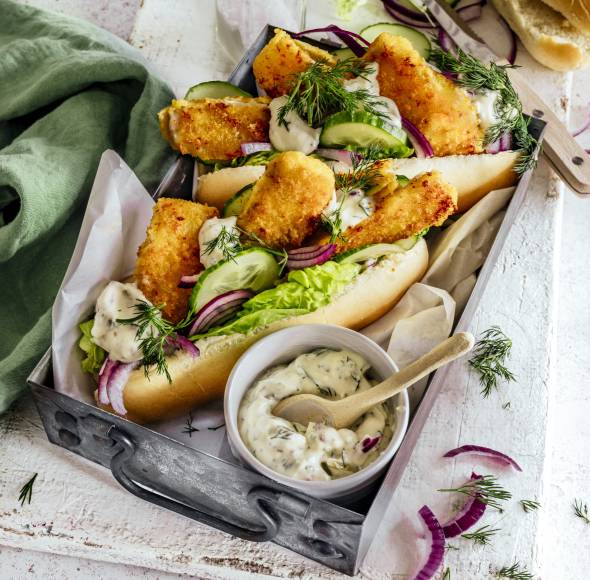 Fischstäbchen Hot Dog