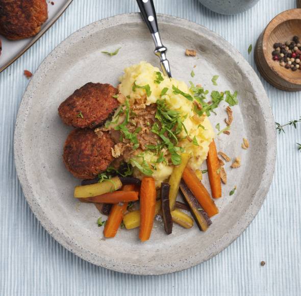 Bohnen-Frikadellen mit Kartoffelpüree