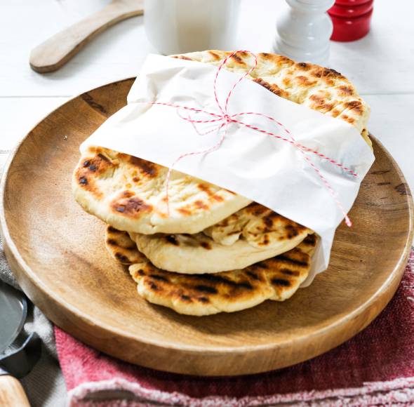 Naan-Brot aus Joghurt-Hefeteig