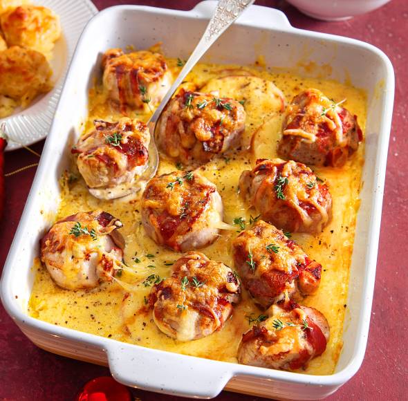 Bacon-Medaillons in Dijonsoße