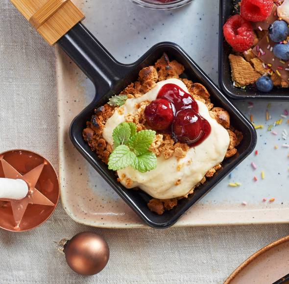 Cheesecake-Pfännchen mit Kirschkompott