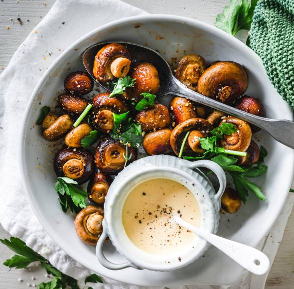 Champignons in Knoblauchsoße