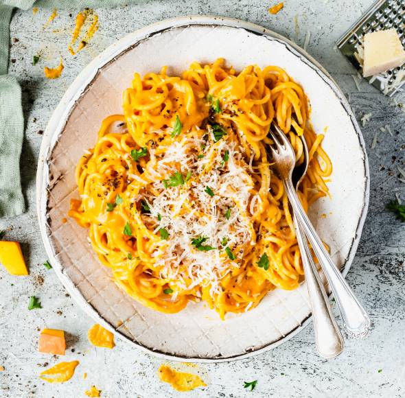 Spaghetti mit Kürbissoße