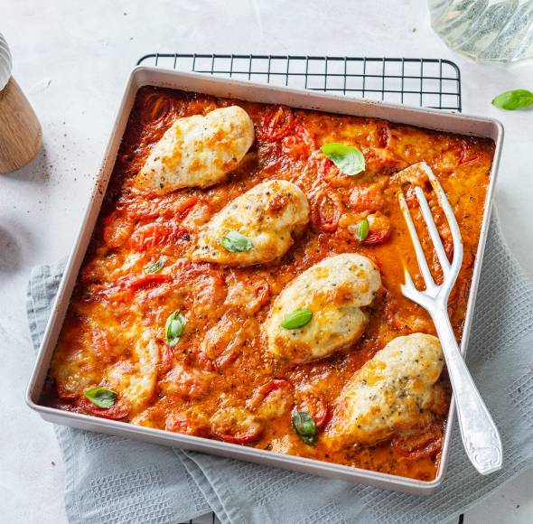 Überbackenes Caprese-Chicken