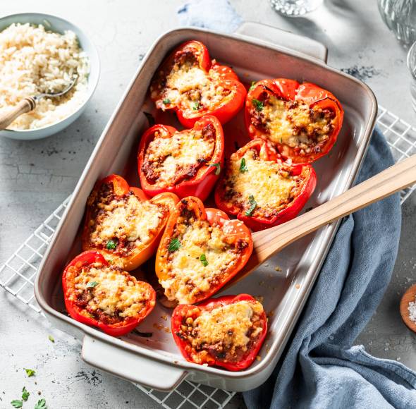 Gefüllte Paprika mit Veggie-Hack