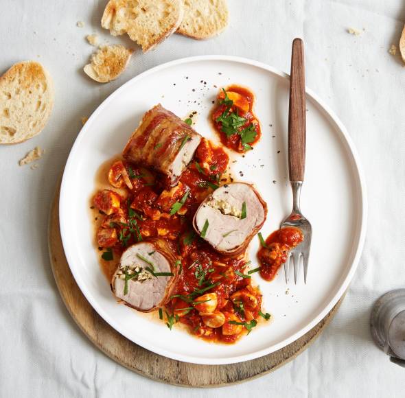 Gefülltes Schweinefilet mit Speck