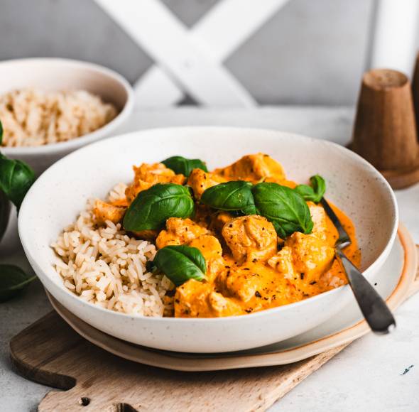 All-in-One Hähnchenwürfel in Tomaten-Frischkäse-Soße
