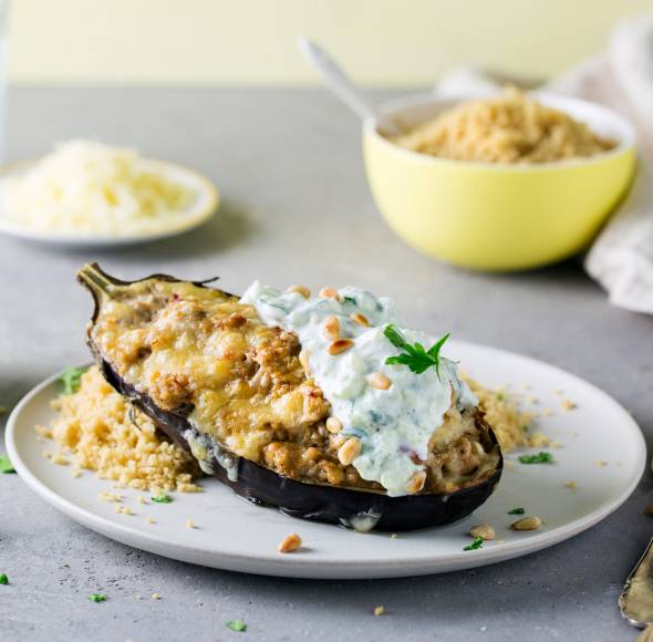 Gefüllte Auberginen mit Thunfisch und Couscous