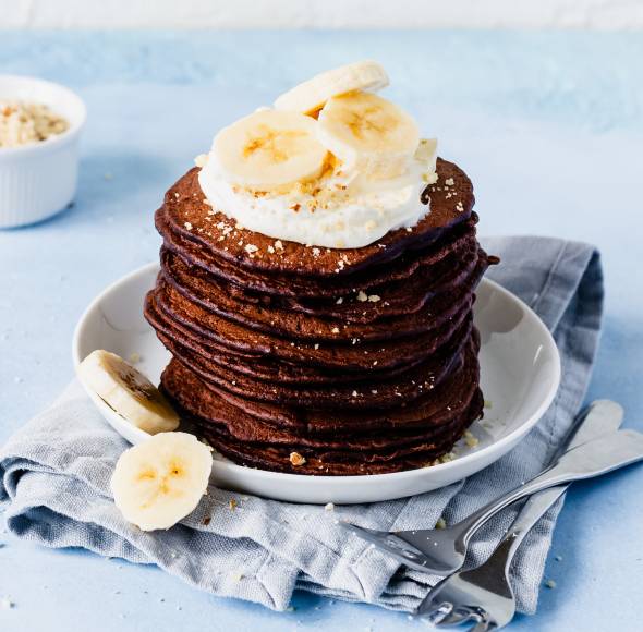 Schokopancakes mit Bananentopping