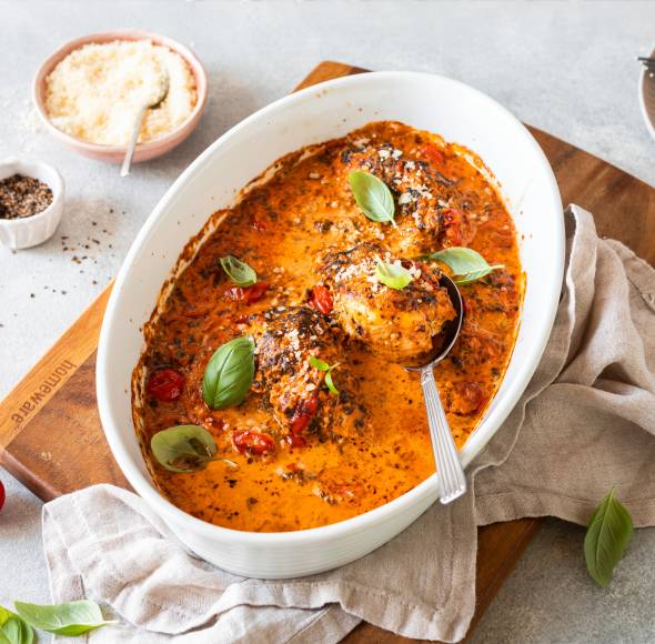 Hähnchen in Tomatensahne