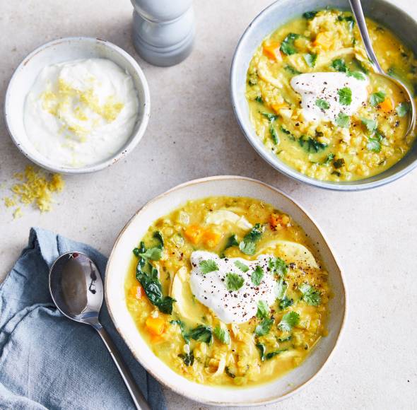 Schnelle Linsensuppe mit Hähnchen