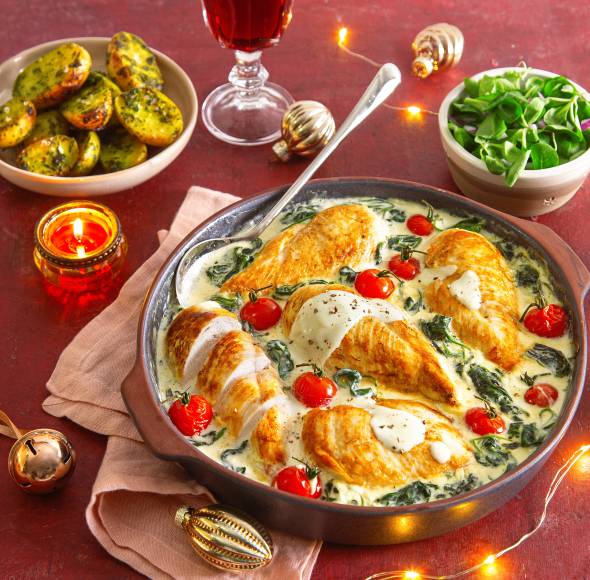 Weihnachtszauber-Hähnchen in Parmesansoße