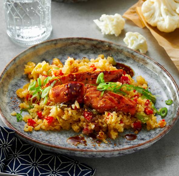 Blumenkohlreis mit Lachs