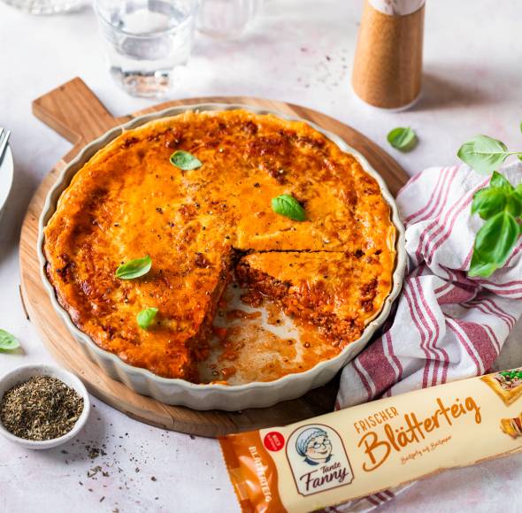 Bolognese-Quiche mit Blätterteig