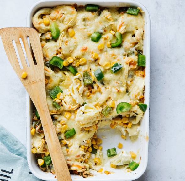Tortelliniauflauf mit Mais und Paprika