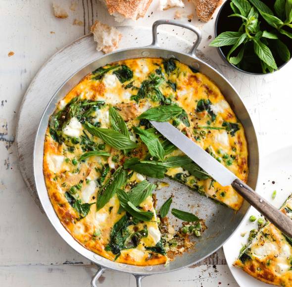 Erbsenfrittata mit Hähnchen