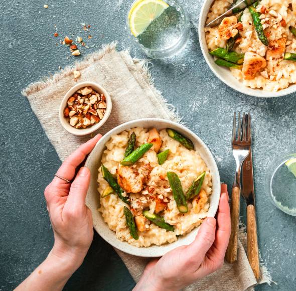 Spargelrisotto mit Hähnchen