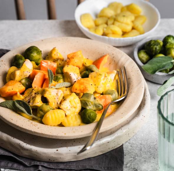 Hähnchen in Kürbis-Salbei-Rahm