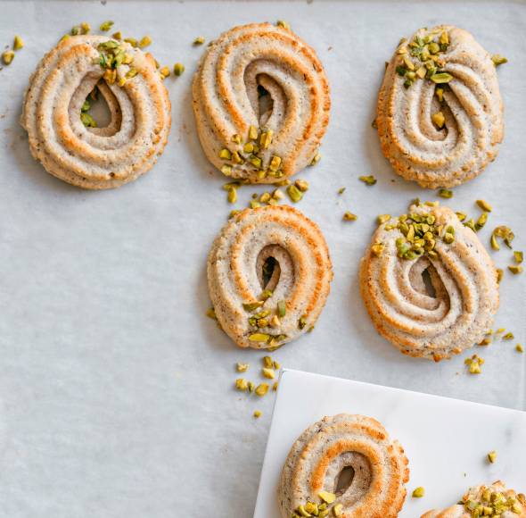 Vanille-Honig-Kringel mit Pistazien