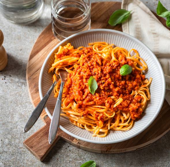 Vegane Bolo mit Soja Schnetzel