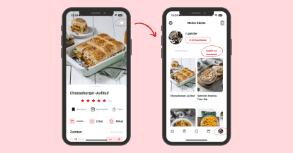 Handy-Grafik, wie man Rezepte in der ZauberMix App speichert