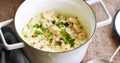 Cremiges Hühnerfrikassee mit Sahne