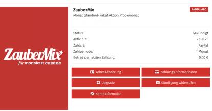 Kündigung Status zaubermix.de