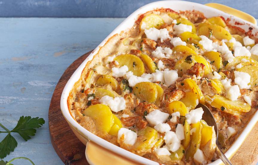 Hackfleisch-Schafskäse-Auflauf mit Kartoffeln