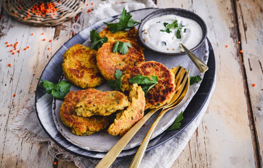 Rote-Linsen-Bratlinge