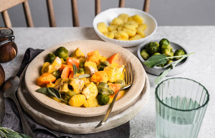 Hähnchen in Kürbis-Salbei-Rahm