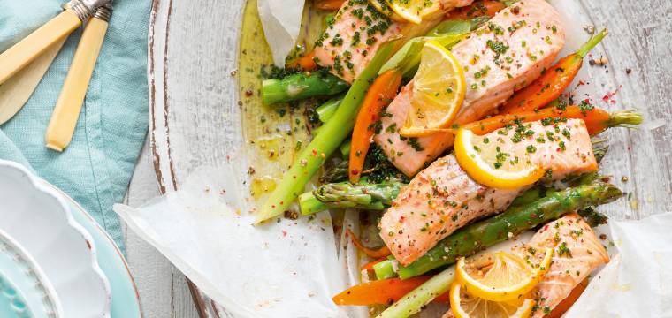 Spargel-Lachs-Päckchen
