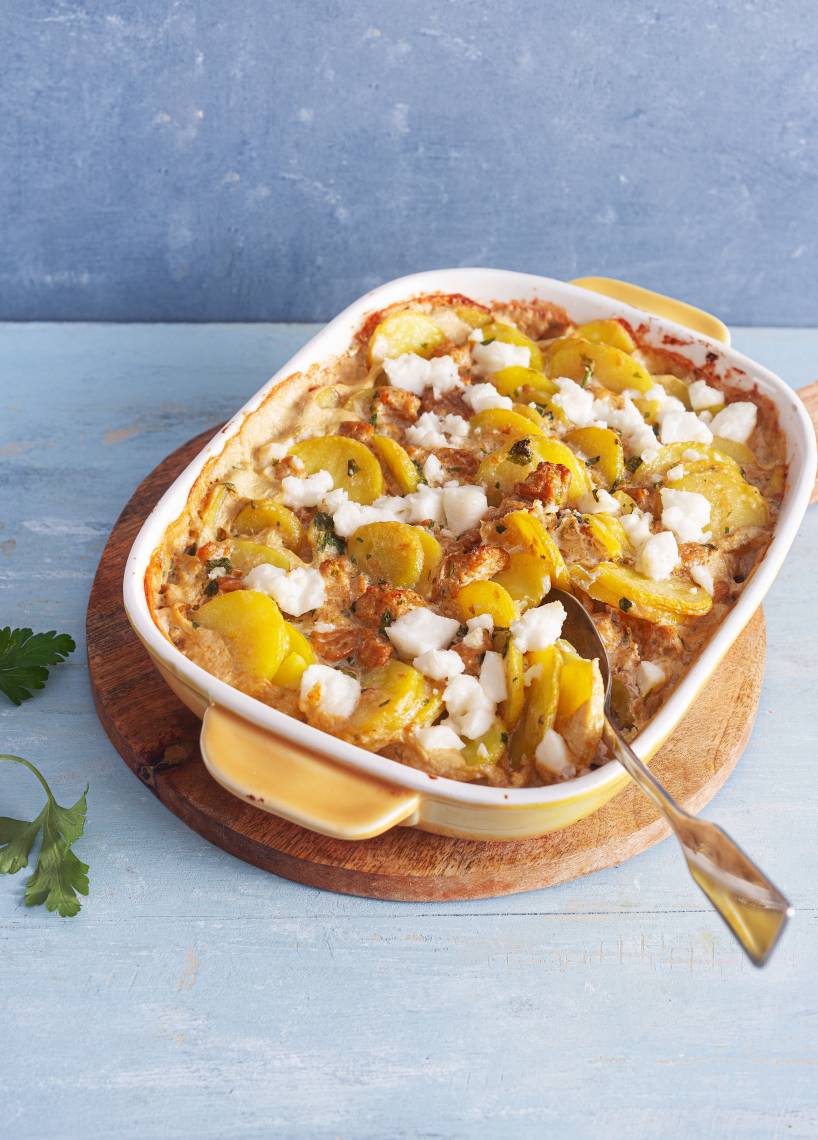 Hackfleisch-Schafskäse-Auflauf mit Kartoffeln