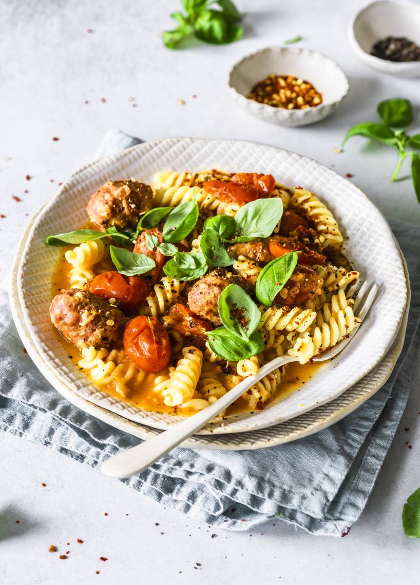 Spirelli Toskana mit Salsicce-Brätbällchen