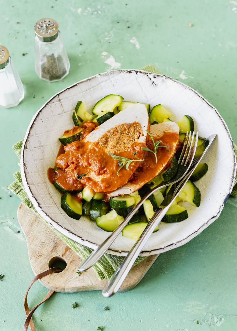 Gefüllte Putenbrust mit Tomaten-Feta-Creme