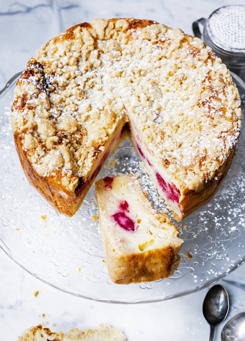 Himbeer-Käsekuchen mit Vanillestreuseln