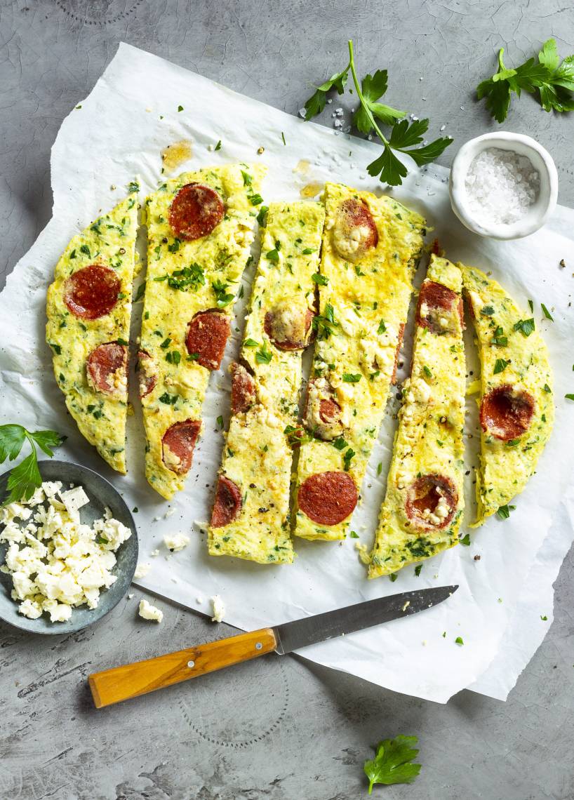 Omelette mit Sucuk und Feta