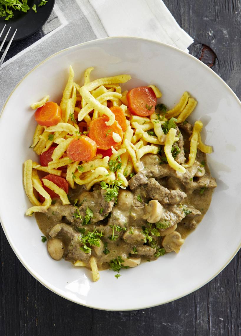 Rindergeschnetzeltes „Stroganoff“