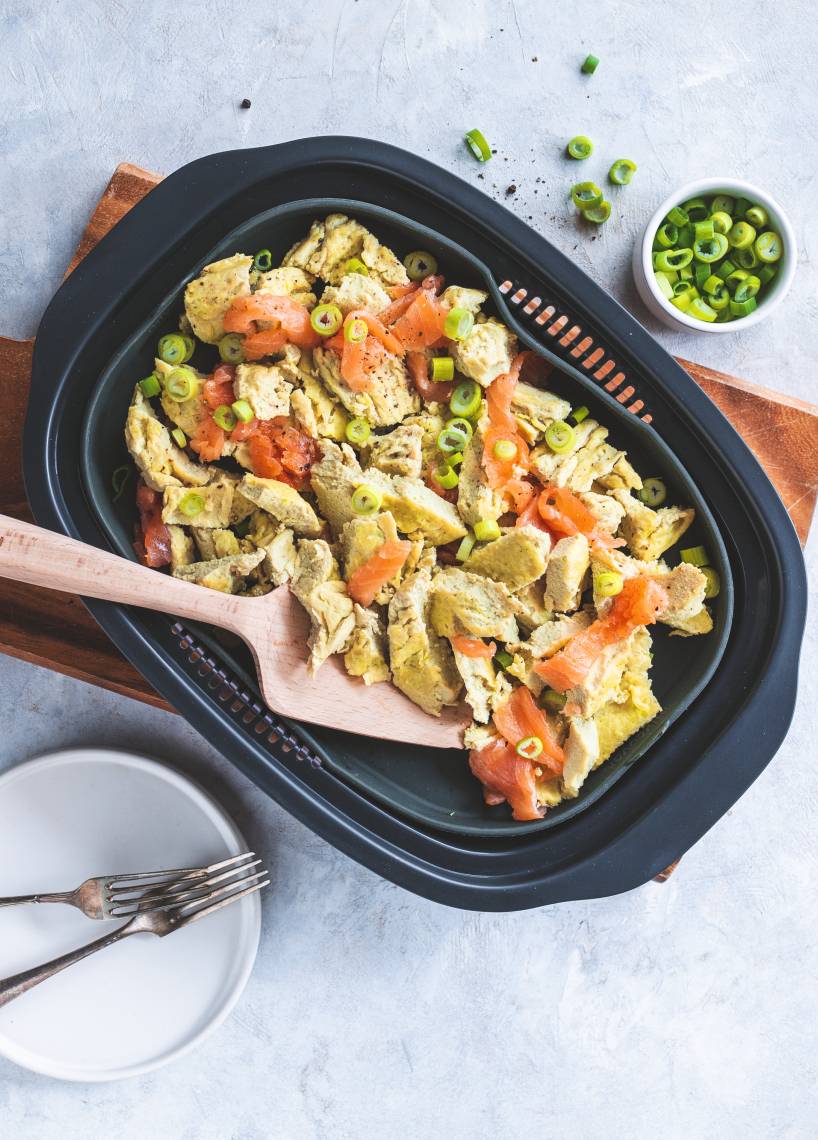 Rührei mit Lachs aus dem Dampfgaraufsatz