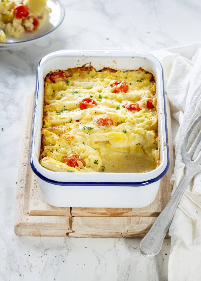 Spargelauflauf mit Kartoffeln